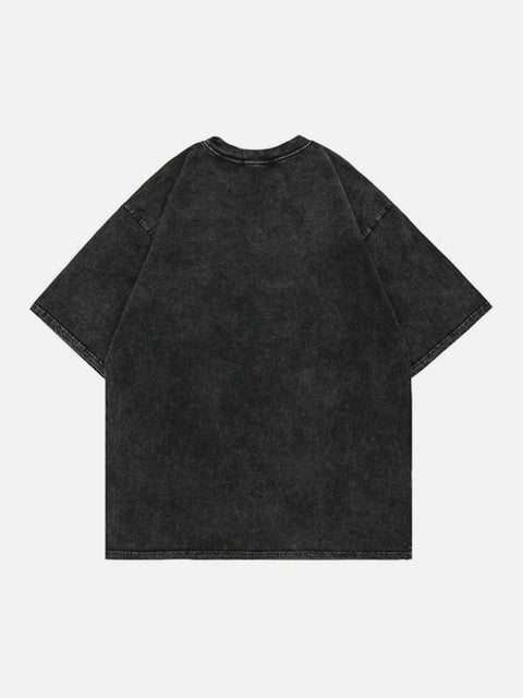 Washed Lightning Bone Graphic Tee - Anagoc