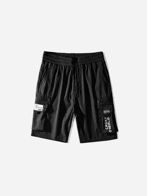 Combat Letter Print Multi Pockets Nylon Shorts - Anagoc