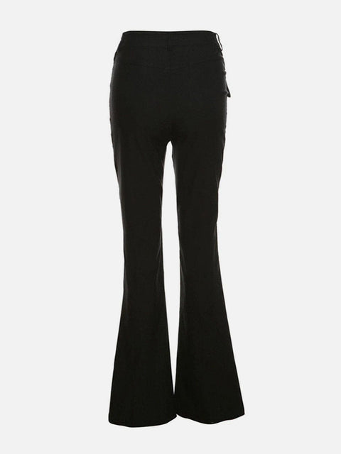 High Waist Cut-out Chain Flared Pants - Anagoc