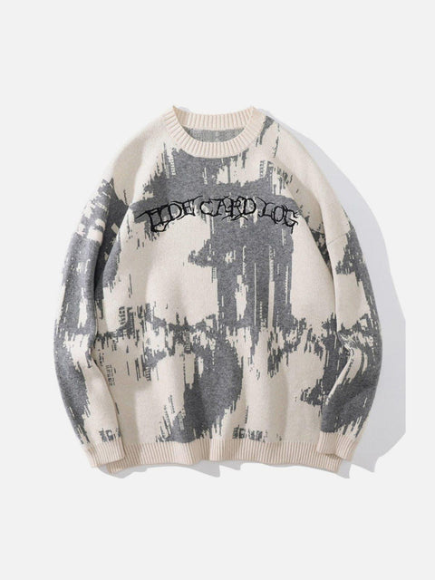 Tie Dye Embroidery Knitted Sweater - Anagoc