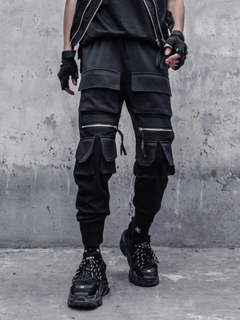 Dark Multi-pocket Cargo Pants - Anagoc