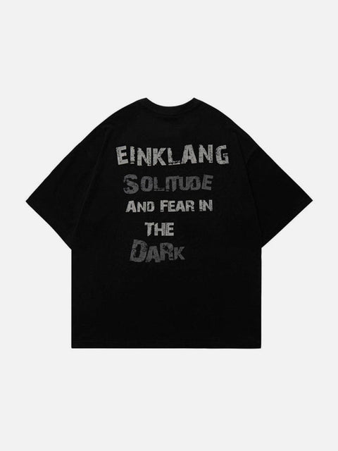 Dark Blurred Skull Heart Graphic Tee - Anagoc