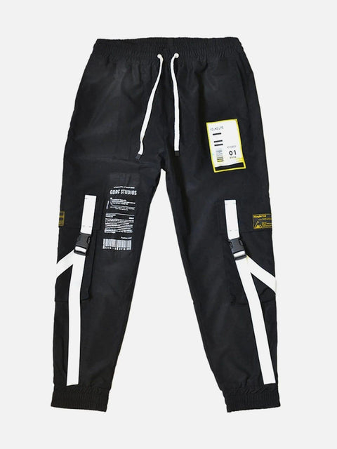 Label Barcode Print Cargo Pants - Anagoc