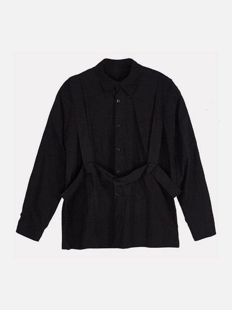 Dark Function Strap Oversized Long Sleeve Shirt - Anagoc