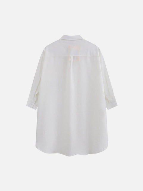 Gothic Tie Chain Clip Short Sleeve Shirt - Anagoc