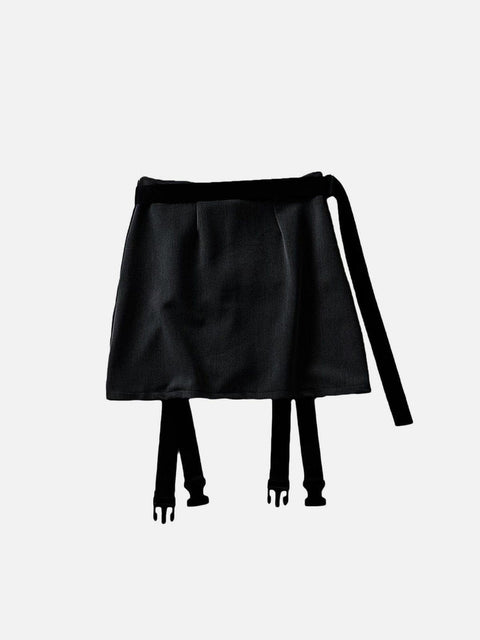 Techwear High Waist Ribbons Buckle Skirt - Anagoc