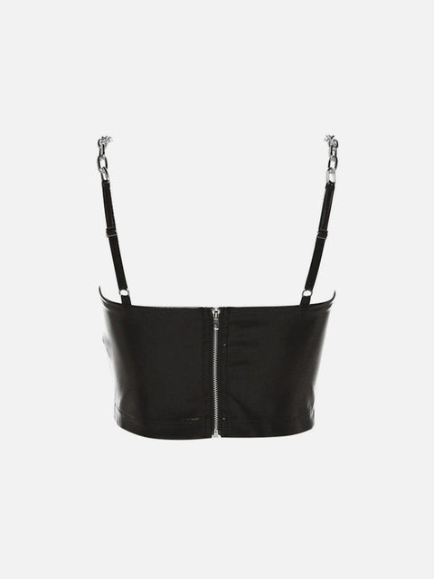 Chain Plaid PU Vest - Anagoc