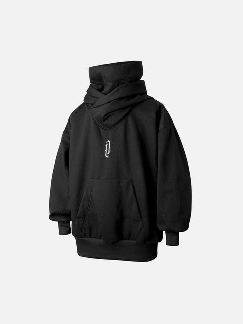 Double Neckline Oversized Hoodie - Anagoc