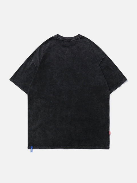 Middle Finger Ghost Print Washed Tee - Anagoc