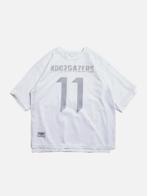 Fake Two Net Patchwork Tee - Anagoc