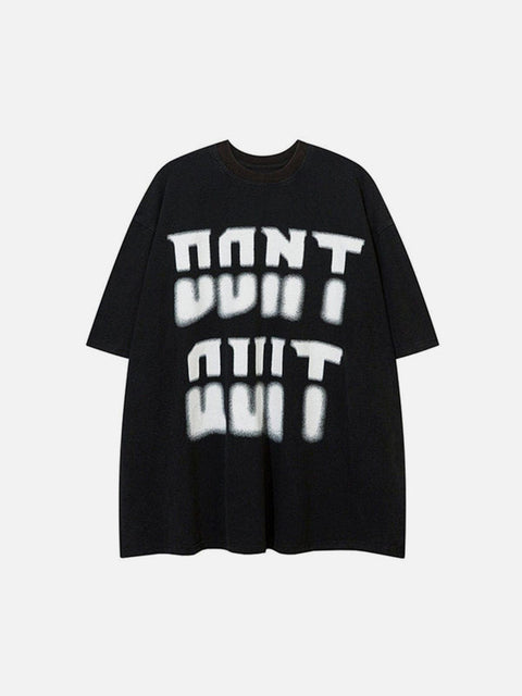 Blurred Letters Washed Graphic Tee - Anagoc