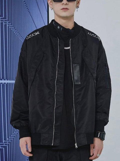 Metallic Light Hidden Zipper Pocket Jacket - Anagoc
