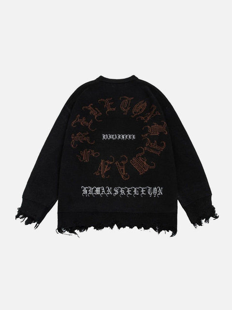 Fantasy Demon Print Oversized Sweater - Anagoc