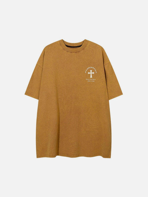 Letters Cross Graphic Tee - Anagoc