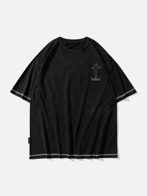 Cross Washed Graphic Tee - Anagoc