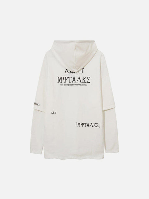 Personality Fake Two Print Hoodie - Anagoc