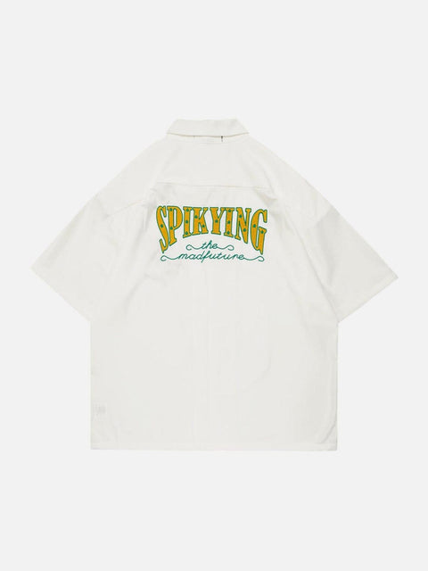 Dark Sieve Embroidery Shirt - Anagoc