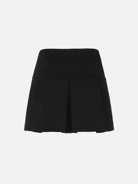 Dark Babes High-waisted Leather Pleated Skirt - Anagoc