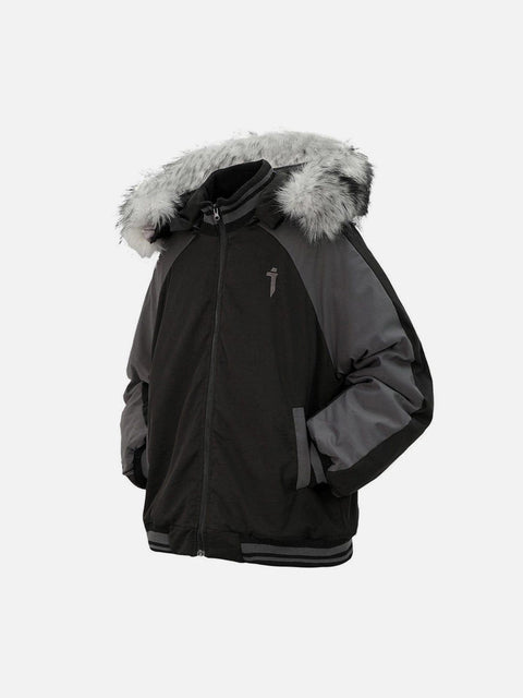 Detachable Fur Collar Hat Winter Coat - Anagoc