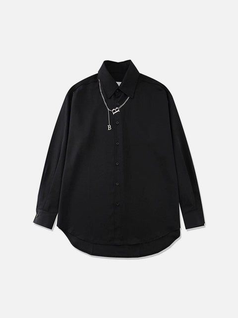 Dark B Chain Decoration Long Sleeve Shirt - Anagoc
