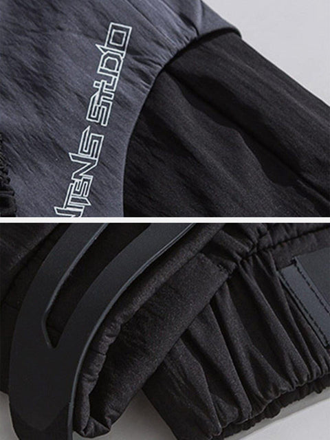 Patchwork Ribbons Velcro Cargo Pants - Anagoc