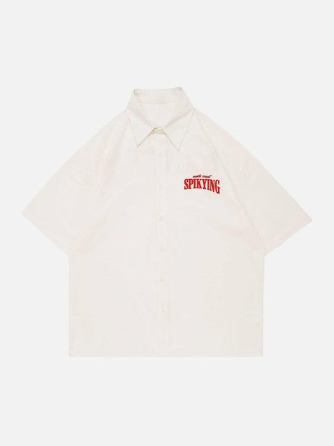 Dark Letters Embroidery Shirt - Anagoc