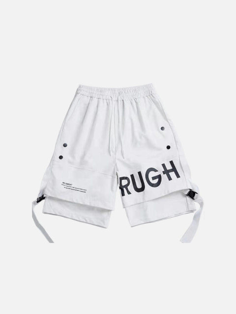 Drawstring Letter Shorts - Anagoc