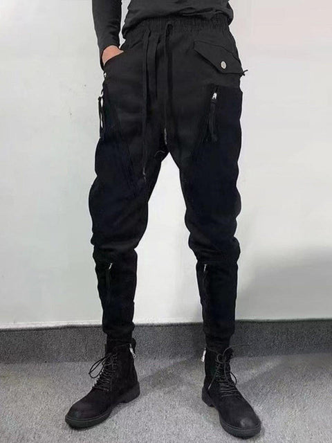 Function Patchwork Zipper Cargo Pants - Anagoc