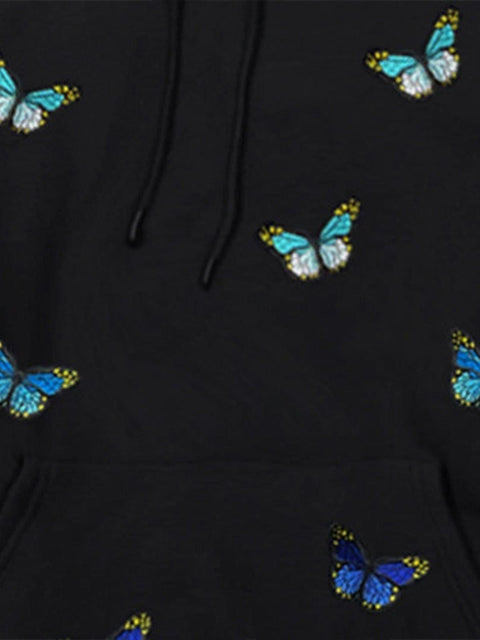 Gradient Butterfly Fleece Hoodie - Anagoc
