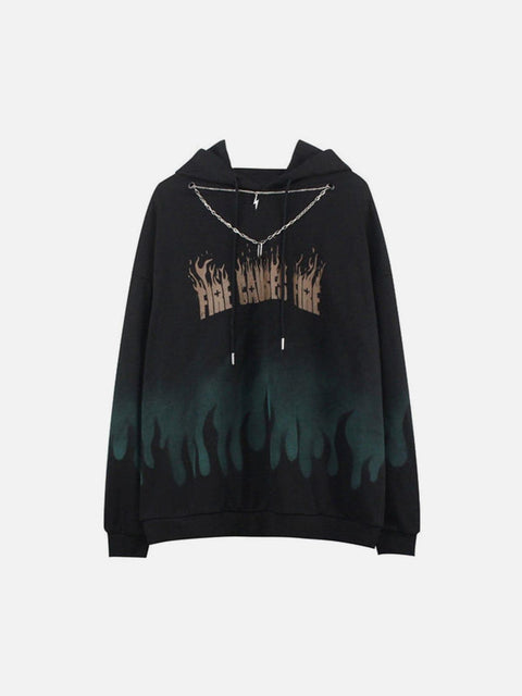 Gradient Flame Print Hoodie - Anagoc