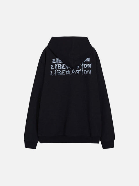 Dark Ghost Fleece Zip Up Hoodie - Anagoc