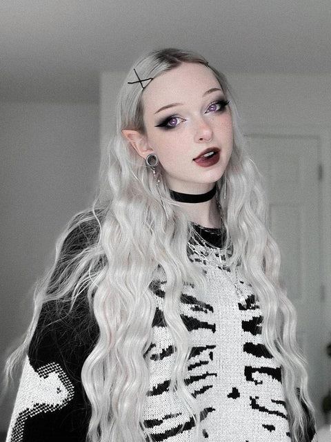 Skeleton Print Knit Sweater - Anagoc