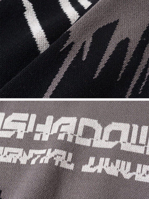 Dark Splash Ink Texture Knitted Sweater - Anagoc