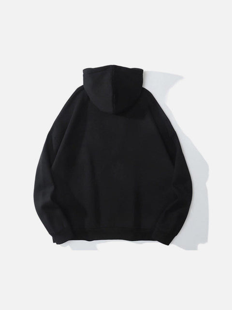 Dark Rose Chain Print Oversized Hoodie - Anagoc
