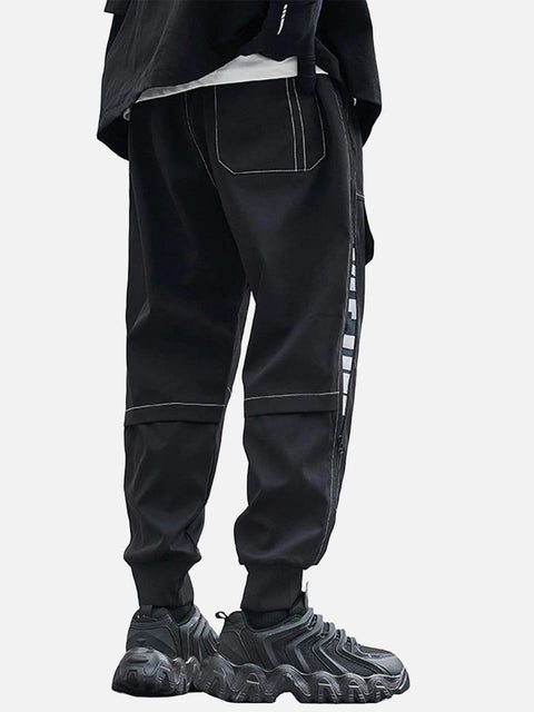 Techwear Side Zipper Print Cargo Pants - Anagoc