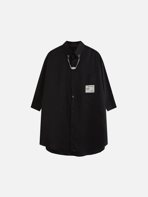 Neckline Chain Short Sleeve Shirt - Anagoc