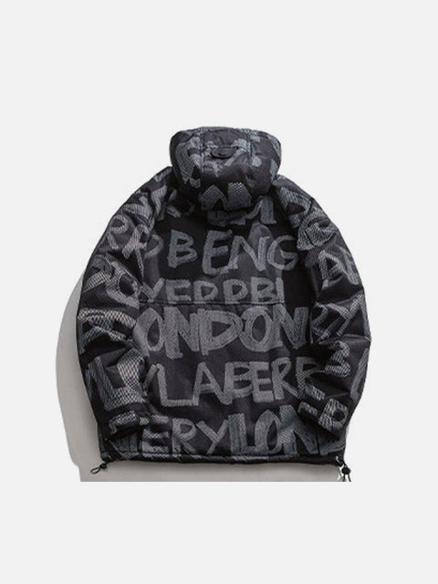 Patchwork Print Mesh Winter Down Coat - Anagoc