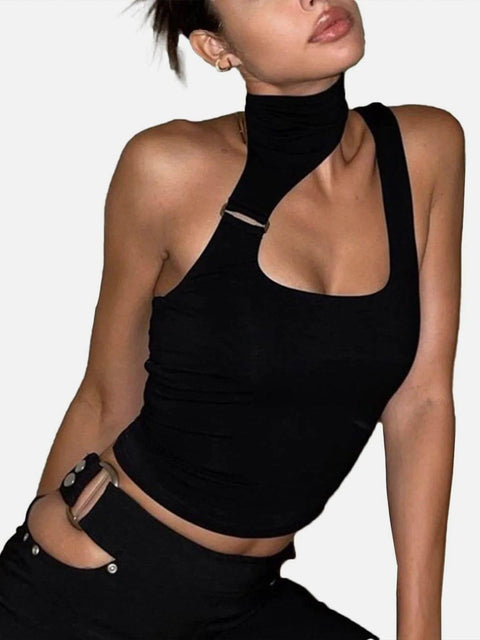 Irregular Hollow Turtleneck Vest - Anagoc