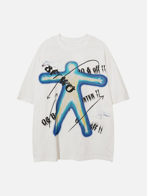Neon Portrait Graffiti Cotton Graphic Tee - Anagoc
