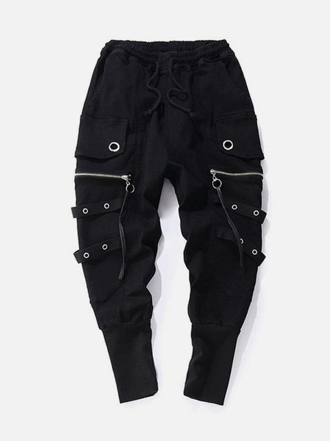Zipper Multi Pockets Harem Pants - Anagoc