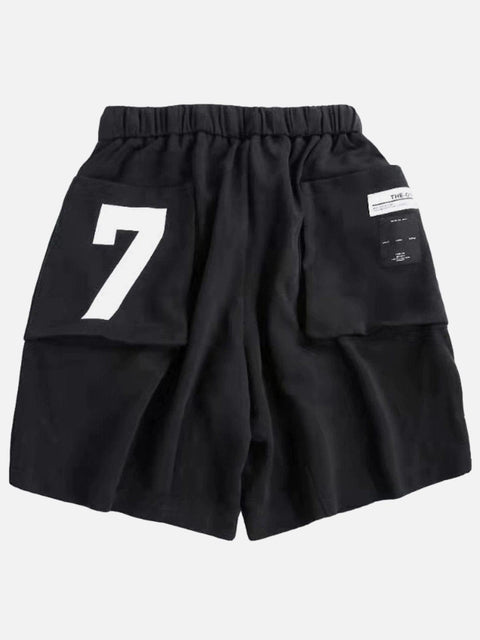 Multi Pockets Drawstring Numbers Shorts - Anagoc