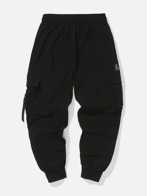 Combat Ribbons Buckle Pockets Cargo Pants - Anagoc