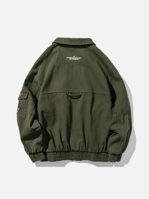 Embroidery Label Bomber Jacket - Anagoc