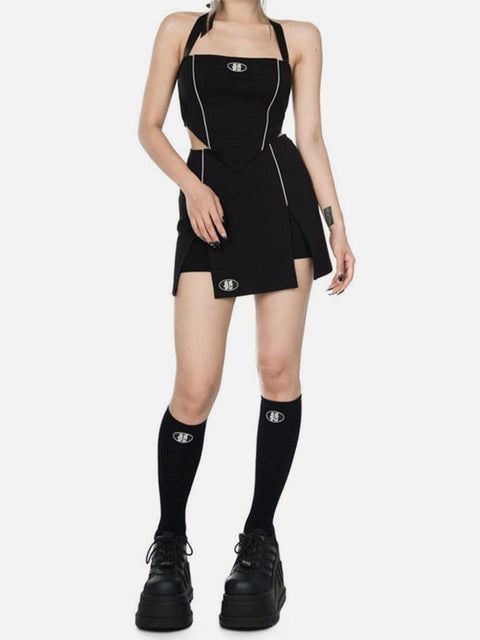 Dark Y2K Backless Ribbon Vest - Anagoc