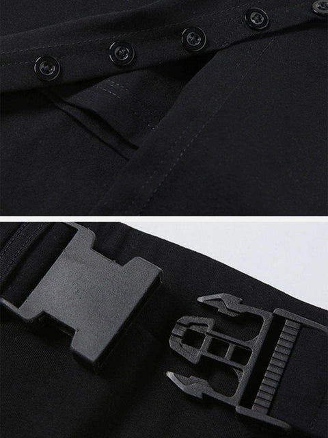 Buttons Buckle Belt Skirt - Anagoc