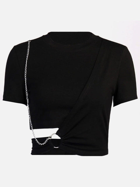 Irregular Chain Short Sleeve T Shirt - Anagoc