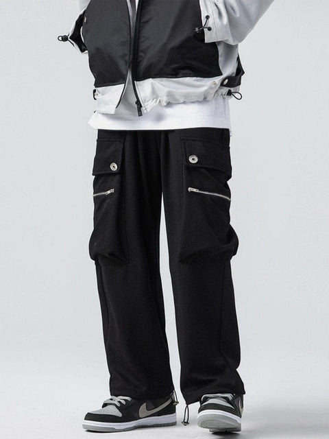 Zipper Pockets Drawstring Pants - Anagoc