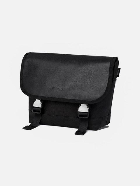 Combat Patchwork PU Buckle Messenger Bag - Anagoc