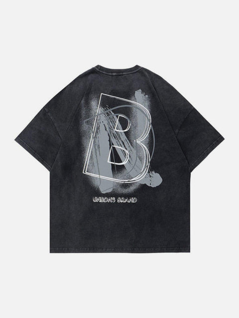 Spray Paint Washed Graphic Tee - Anagoc