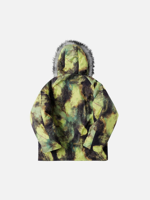Fur Collar Camouflage Winter Coat - Anagoc